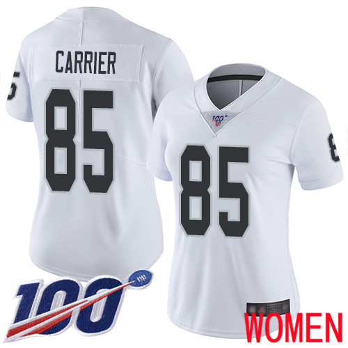 Oakland Raiders Limited White Women Derek Carrier Road Jersey NFL Football #85 100th Season Vapor Jersey->women nfl jersey->Women Jersey